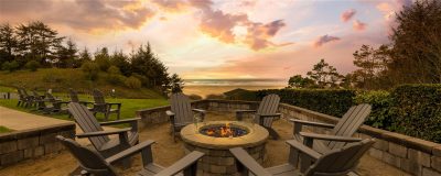 Agate Beach Inn fire pit at sunset